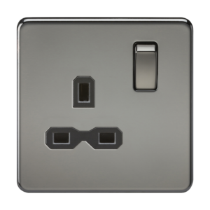 KNIGHTSBRIDGE SFR7000BN SCREWLESS FLATPLATE 1 GANG SWITCHED SOCKET