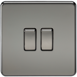 KNIGHTSBRIDGE SF3000BN SCREWLESS FLATPLATE 2 GANG SWITCH