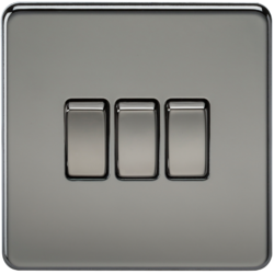 KNIGHTSBRIDGE SF4000BN SCREWLESS FLATPLATE 3 GANG SWITCH