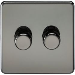 KNIGHTSBRIDGE SF2192BN SCREWLESS FLATPLATE 2 GANG LED DIMMER SWITCH
