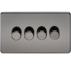 KNIGHTSBRIDGE SF2194BN SCREWLESS FLATPLATE 4 GANG LED DIMMER SWITCH