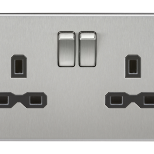 KNIGHTSBRIDGE SFR9000BC SCREWLESS FLATPLATE 2 GANG SWITCHED SOCKET