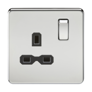 KNIGHTSBRIDGE SFR7000PC SCREWLESS FLATPLATE 1 GANG SWITCHED SOCKET