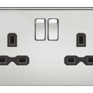 KNIGHTSBRIDGE SFR9000PC SCREWLESS FLATPLATE 2 GANG SWITCHED SOCKET