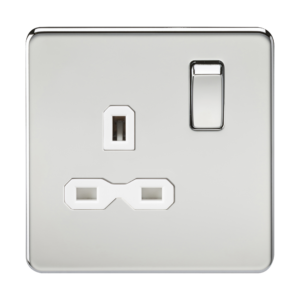 KNIGHTSBRIDGE SFR7000PCW SCREWLESS FLATPLATE 1 GANG SWITCHED SOCKET
