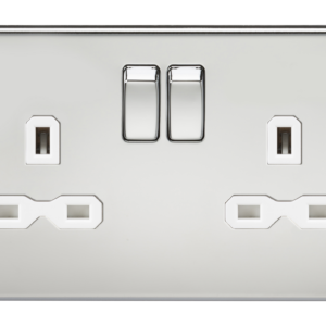 KNIGHTSBRIDGE SFR9000PCW SCREWLESS FLATPLATE 2 GANG SWITCHED SOCKET