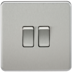 KNIGHTSBRIDGE SF3000BC SCREWLESS FLATPLATE 2 GANG SWITCH