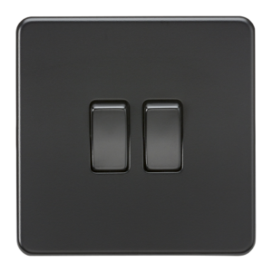 KNIGHTSBRIDGE SF3000MBB SCREWLESS FLATPLATE 2 GANG SWITCH