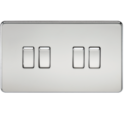 KNIGHTSBRIDGE SF4100PC SCREWLESS FLATPLATE 4 GANG SWITCH