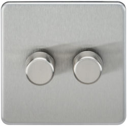 KNIGHTSBRIDGE SF2192BC SCREWLESS FLATPLATE 2 GANG LED DIMMER SWITCH