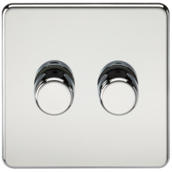 KNIGHTSBRIDGE SF2192PC SCREWLESS FLATPLATE 2 GANG LED DIMMER SWITCH