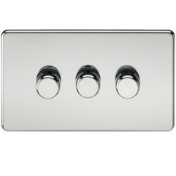 KNIGHTSBRIDGE SF2193PC SCREWLESS FLATPLATE 3 GANG LED DIMMER SWITCH