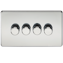 KNIGHTSBRIDGE SF2194PC SCREWLESS FLATPLATE 4 GANG LED DIMMER SWITCH