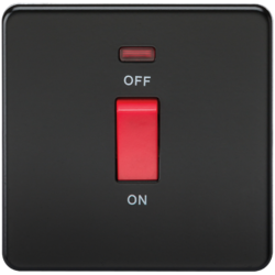 KNIGHTSBRIDGE SF8331NMB SCREWLESS FLATPLATE 45A SWITCH WITH NEON