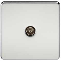 KNIGHTSBRIDGE SF0100PC SCREWLESS FLATPLATE 1 GANG TV OUTLET