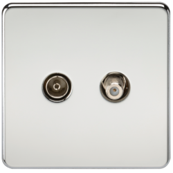 KNIGHTSBRIDGE SF0140PC SCREWLESS FLATPLATE  TV AND SAT TV OUTLET