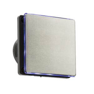 KNIGHTSBRIDGE EX004T 100MM/4INCH LED BACK LIT EXTRACTOR FAN WITH TIMER - BLACK AND STAINLESS STEEL