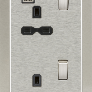 KNIGHTSBRIDGE SKR001A 13AMP 2GANG VERTICAL CORNER MOUNT SOCKET WITH DUAL USB CHARGER