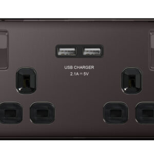 BG NEXUS NBN22U3B 2 GANG 13AMP SWITCHED SOCKET WITH USB BLACK NICKEL