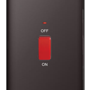 BG NEXUS NBN72 45 AMP DOUBLE POLE SWITCH (TWIN PLATE) BLACK NICKEL