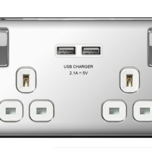 BG NEXUS NPC22U3W 2 GANG 13AMP SWITCHED SOCKET WITH USB POLISHED CHROME