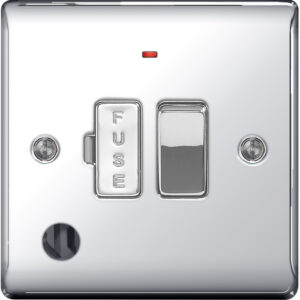 BG NEXUS NPC53 SWITCHED FUSED SPUR WITH NEON AND FLEX OUTLET POLISHED CHROME
