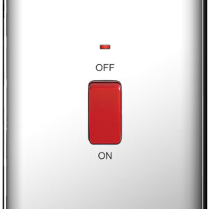 BG NEXUS NPC72 45 AMP DOUBLE POLE SWITCH (TWIN PLATE) POLISHED CHROME