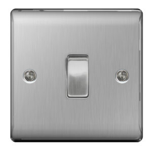 BG NEXUS NBS12 1 GANG 2 WAY SWITCH BRUSHED STEEL