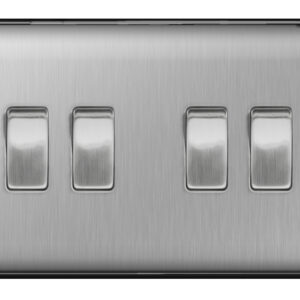BG NEXUS NBS44 4 GANG 2 WAY SWITCH BRUSHED STEEL