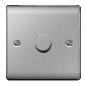 BG NEXUS NBS81 1 GANG 2 WAY LED DIMMER SWITCH BRUSHED STEEL