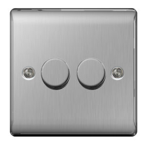 BG NEXUS NBS82 2 GANG 2 WAY LED DIMMER SWITCH BRUSHED STEEL