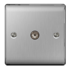 BG NEXUS NBS60 1 GANG TV COAXIAL SOCKET (NON ISOLATED) BRUSHED STEEL