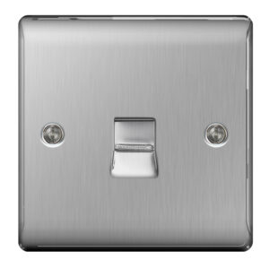 BG NEXUS NBSBTM1 1 GANG MASTER TELEPHONE SOCKET BRUSHED STEEL