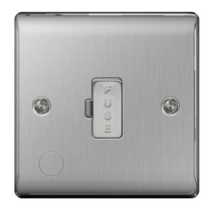 BG NEXUS NBS55 UNSWITCHED FUSED SPUR WITH FLEX OUTLET BRUSHED STEEL