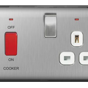 BG NEXUS NBS70W 45 AMP COOKER PANEL BRUSHED STEEL WHITE INSERT