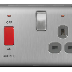 BG NEXUS NBS70G 45 AMP COOKER PANEL BRUSHED STEEL GREY INSERT