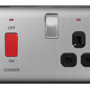 BG NEXUS NBS70B 45 AMP COOKER PANEL BRUSHED STEEL BLACK INSERT