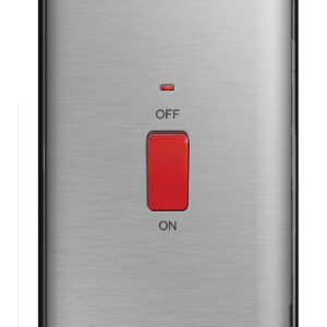 BG NEXUS NBS72 45 AMP DOUBLE POLE SWITCH (TWIN PLATE) BRUSHED STEEL