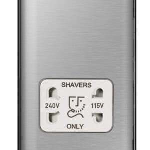 BG NEXUS NBS20W DUAL VOLTAGE SHAVER SOCKET BRUSHED CHROME WHITE INSERT