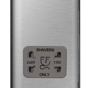 BG NEXUS NBS20G DUAL VOLTAGE SHAVER SOCKET BRUSHED CHROME GREY INSERT