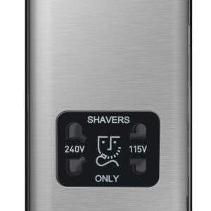 BG NEXUS NBS20B DUAL VOLTAGE SHAVER SOCKET BRUSHED CHROME BLACK INSERT