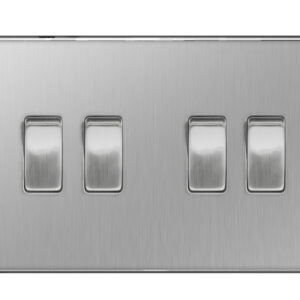 BG NEXUS FBS44 4 GANG 2 WAY SWITCH SCREWLESS FLATPLATE BRUSHED STEEL