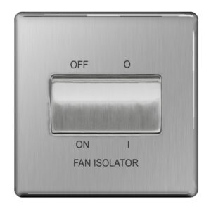BG NEXUS FBS15 FAN ISOLATOR SWITCH SCREWLESS FLATPLATE BRUSHED STEEL