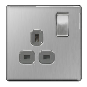 BG NEXUS FBS21G 1 GANG 13AMP SWITCHED SOCKET FLATPLATE SCREWLESS BRUSHED STEEL