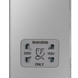 BG NEXUS FBS20G SHAVER SOCKET 115/230 DUAL VOLTAGE SCREWLESS FLATPLATE BRUSHED STEEL