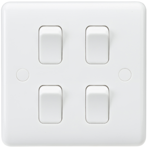 KNIGHTSBRIDGE CURVED CU4101 10A 4 GANG 2 WAY SWITCH (SINGLE SIZE)