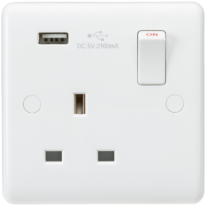 KNIGHTSBRIDGE CURVED CU9903 SINGLE SOCKET WITH USB ADAPTOR
