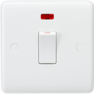 KNIGHTSBRIDGE CURVED CU8341N 20AMP DOUBLE POLE SWITCH WITH NEON