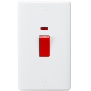 KNIGHTSBRIDGE CURVED CU8332N 45AMP DOUBLE POLE SWITCH WITH NEON