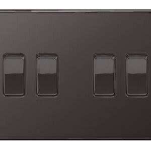 BG NEXUS FBN44 4 GANG 2 WAY SWITCH SCREWLESS FLATPLATE BLACK NICKEL
